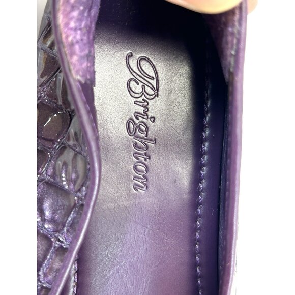 Brighton Women’s Size 8.5 M Medley Horsebit Loafers Purple Croc Leather Shoes - Picture 4 of 11